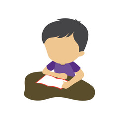 Child Engaged in Learning - Educational Vector Illustration