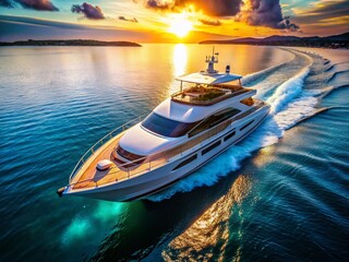 Aerial View: Luxury Yacht with Modern Digital Compass System, Advanced Navigation