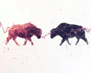 Abstract illustration of bulls representing market trends in finance and trading.