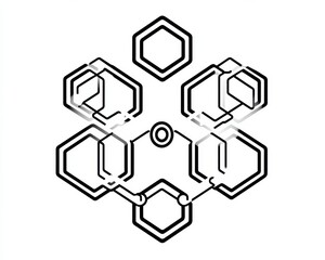 Obraz premium Abstract line art illustration featuring hexagonal shapes and geometric patterns.