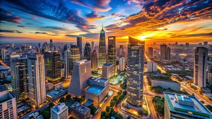 Aerial View of Cityscape, Modern Urban Skyline with Ample Copy Space