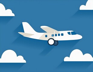 雲の中を飛ぶ航空機のイラスト