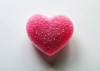 Fototapeta premium Aerial View of Heart-Shaped Pink Marmalade on White Background - Sweet Food Photography
