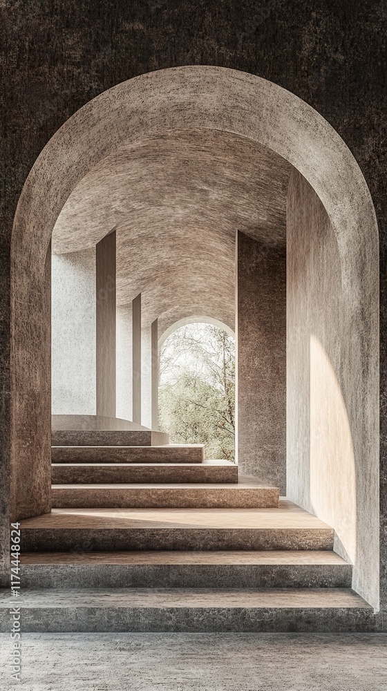 Canvas Prints Modern Architectural Design: Serene Concrete Archway and Steps