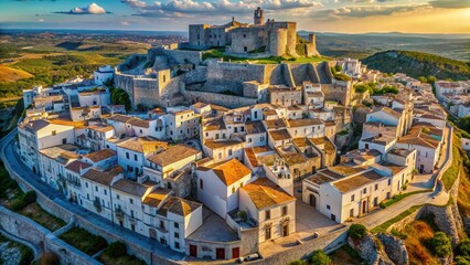 Aerial View of Monte Sant'Angelo Castle, Puglia, Italy: Ancient Fortress in Historic Center