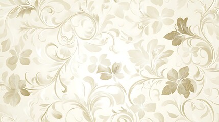 An intricate floral pattern designed in soft tones against a cream background