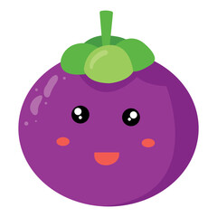 Cute Mangosteen character illustration. perfect for use in food blogs, healthy eating articles, or tropical fruit marketing materials.