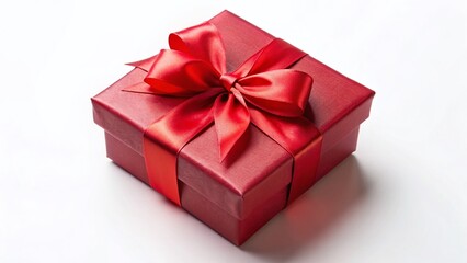 Obraz premium Aerial View of Red Gift Box Isolated on White Background - Perfect for Holiday Packaging Design