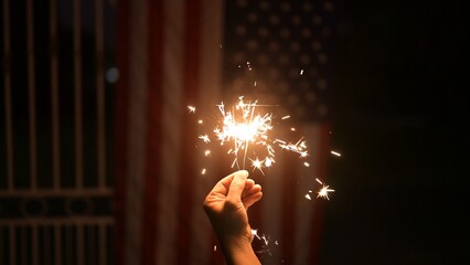 Celebrating independence day with sparklers july 4th united states fireworks display nighttime national pride and patriotism