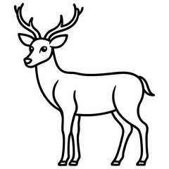 deer silhouette vector line art on white background