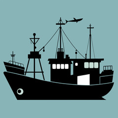 silhouette of a ship