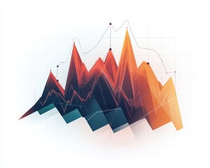 Colorful data visualization showcasing fluctuating market trends and analytics.