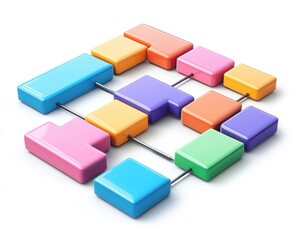 Obraz premium Colorful modular shapes arranged in a creative layout for design purposes.