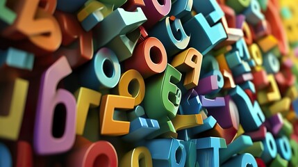 Fototapeta premium Colorful 3D Letters and Numbers Background