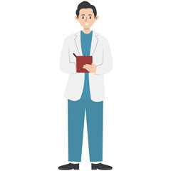 Hospital Staff Character with Smile Expression. National Pharmacist Day. Vector Illustration