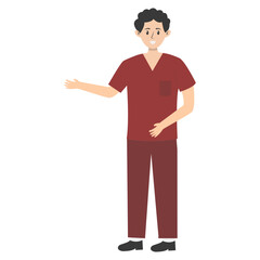 Hospital Staff Character with Smile Expression. National Pharmacist Day. Vector Illustration