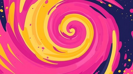 Abstract Swirling Pink Yellow Abstract Art Design