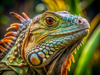 Obraz premium Alert Iguana: Close-up Documentary Style Wildlife Photo
