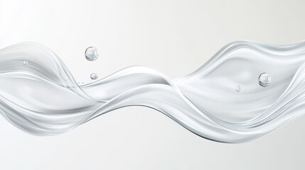 Realistic serum gel texture flow isolated on transparent background. Vector illustration of clear water, liquid cosmetic substance, skin care product with air bubbles. Abstract backdrop for spa ads