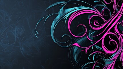Abstract Swirling Teal and Pink Floral Design