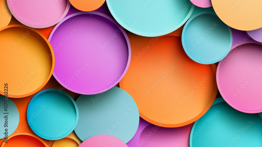Poster circular cut paper layers background. realistic 3d vector geometric radial cutout cardboard backdrop