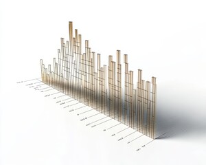 Obraz premium Stylized 3D bar graph illustrating data trends and analytics visualization.
