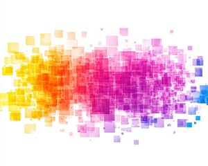Vibrant abstract graphic with colorful squares and dynamic shapes for creative projects.