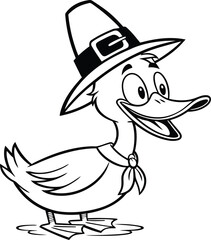 Cartoon Duck vector illustration, Cartoon Duck line art vector