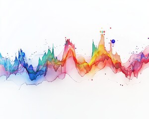Obraz premium Vibrant abstract wave with colorful splashes, creating a dynamic visual effect.