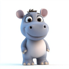 Naklejka premium Cute cartoon hippo character with friendly smile and big eyes, perfect for children illustrations or animations