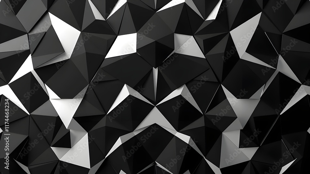 Poster abstract 3d rendering of chaotic polygonal shape. futuristic background design.