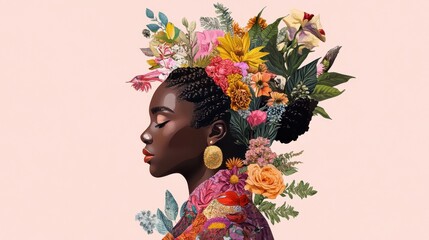 Illustration of a woman's silhouette with empowering quotes for Women's History Month