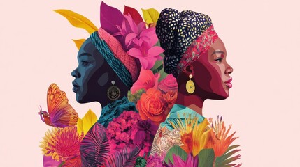 Illustration of a woman's silhouette with empowering quotes for Women's History Month