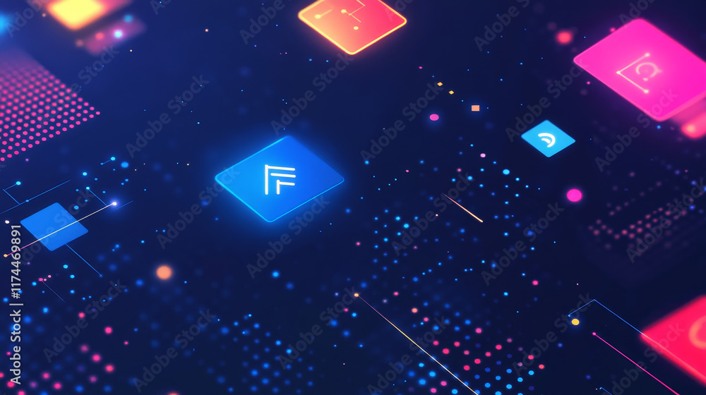 Poster frames hud futuristic style. abstract geometric patterns. futuristic technology icons, digital techn