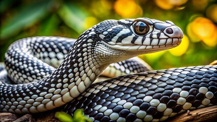 Obraz premium Black and White Snake with White Snake on Back - Candid Wildlife Photography