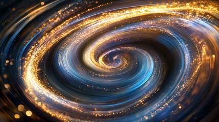 Magic gold star trail with glitter light dust. Golden shine glow wave with sparkle particle and twinkle on black background. Abstract stardust shimmer curve. Shiny glamour Christmas swirl motion