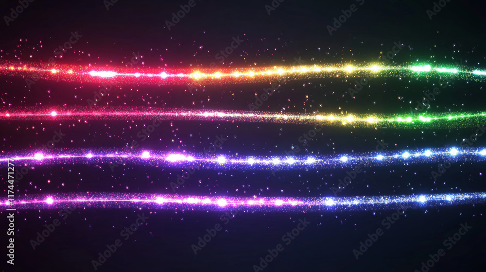 Poster light dividers, abstract flare lines with glow and shine effect. shiny borders of flash, glare or li