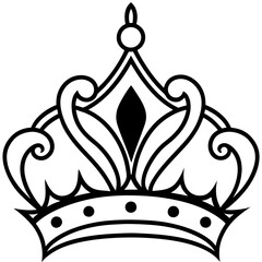 Ornate Royal Crown Silhouette: Elegant Monochrome Design