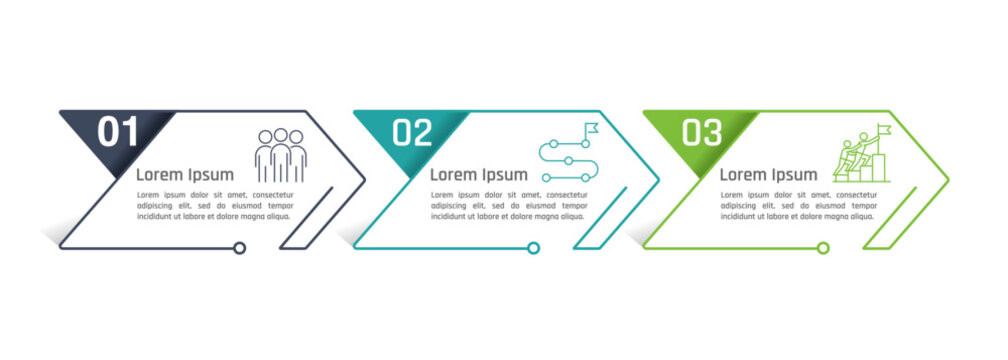 3 process infographic arrows line design template. Planning, Marketing, Strategy and Business presentation. Vector illustration.
