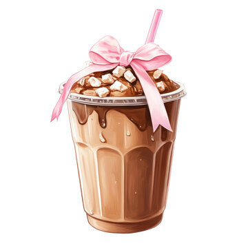 Coquette Iced Coffee Clipart Vector Illustration