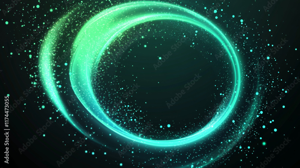 Poster abstract green swirls set with blue lightning discharges png isolated on transparent background. rea