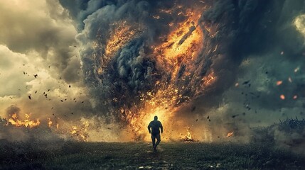 Into the Inferno: A Man's Journey Through Apocalyptic Storm