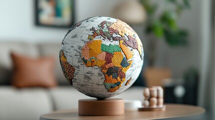 A globe with highlighted African nations for African World Heritage Day celebrated in March.