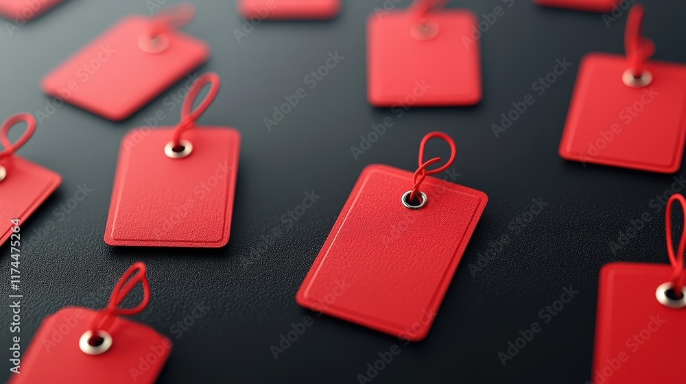 Poster isolated price tags floating with bold red and black themes