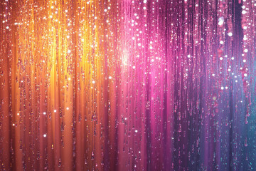 Glowing Waterfall of Light
Cascading ribbons of glowing light that flow gently down, with soft transitions of color&mdash;pinks, purples, and blues&mdash;creating a peaceful atmosphere.