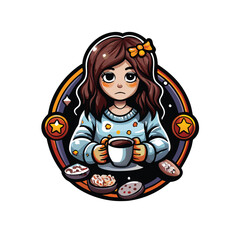 A young woman in cozy pajamas, snuggled up in a comfy chair, holding a video game controller while looking sleepy.