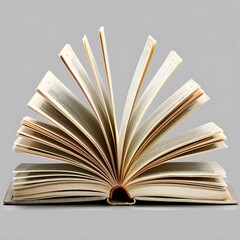 Open book on a gray background. Computer digital drawing.