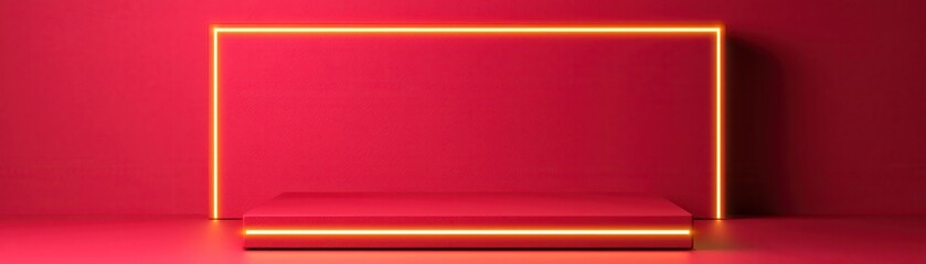 Vibrant Chinese Red Podium Showcasing Creativity in a Minimalist Artistic Environment