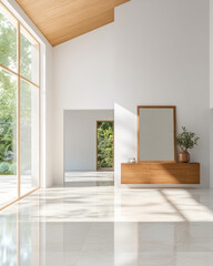Obraz premium Bright and modern interior space showcasing natural light and minimalist design features