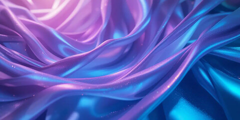 Fototapeta premium Iridescent Holographic Background Shifting Between Electric Purple and Teal with Flowing Silk Textures